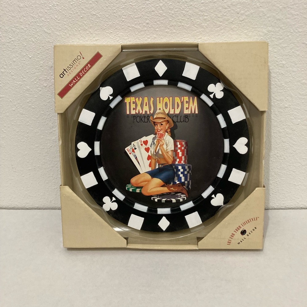 Texas Hold'em Poker Club Wall Decor By Ralph Burch 2005 Wall Decor 7"x7". New.